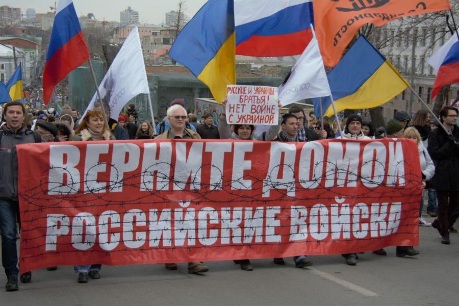 March 15 protests, named the March of Peace, took place in Moscow a day before the Crimean referendum. 