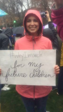 Senior Allie Cobb at the Greenville Women's Rally. | Courtesy of PC Women's and Gender Studies