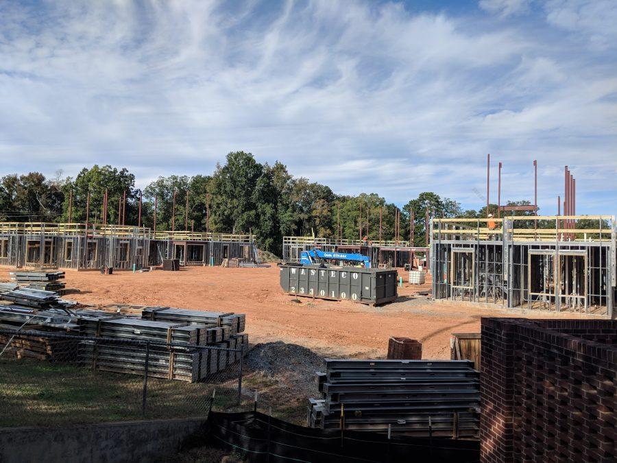 Construction on the new buildings began in June of 2018. Photograph taken October 22, 2018.