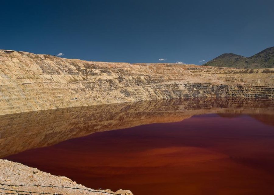 The Berkeley Pit, a former open-pit copper mine, in Butte Montana is now a pit of toxic waste. 