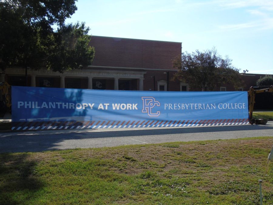 A construction sign on display in front of Templeton.