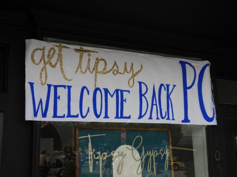 A Welcome Back PC sign on display.
