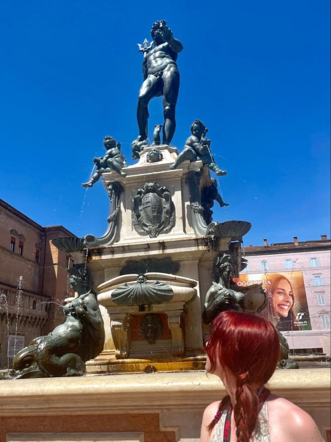The Fountain of Neptune in Bologna. It was commissioned to symbolize the newly elected Pope Pius IVs power and order in Bologna. It was sculpted by Tommaso Laureti to be Bolognas first public fountain. 
