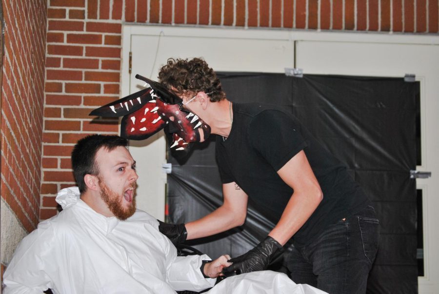 Blake Bouknight and Lyle Jones putting in a performance to scare students.