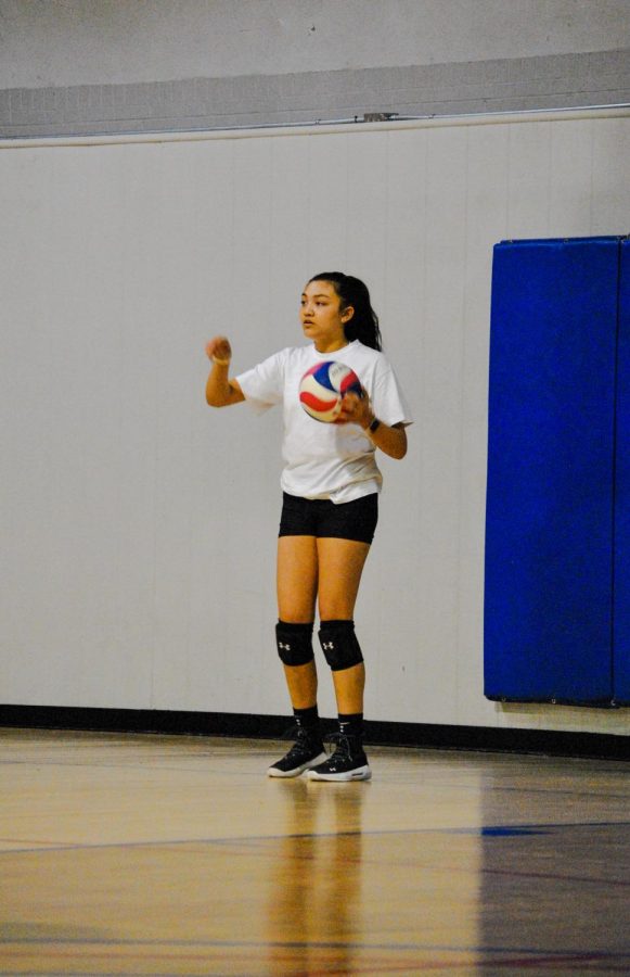 Vanessa Palisin getting ready to serve the ball.