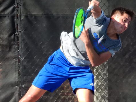 The PC mens tennis team practicing. ©Mitchell Mercer
