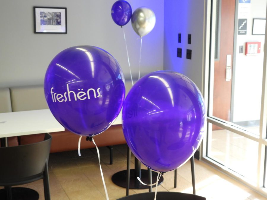 Freshens ballons are put up on tables throughout 112 Musgrove.