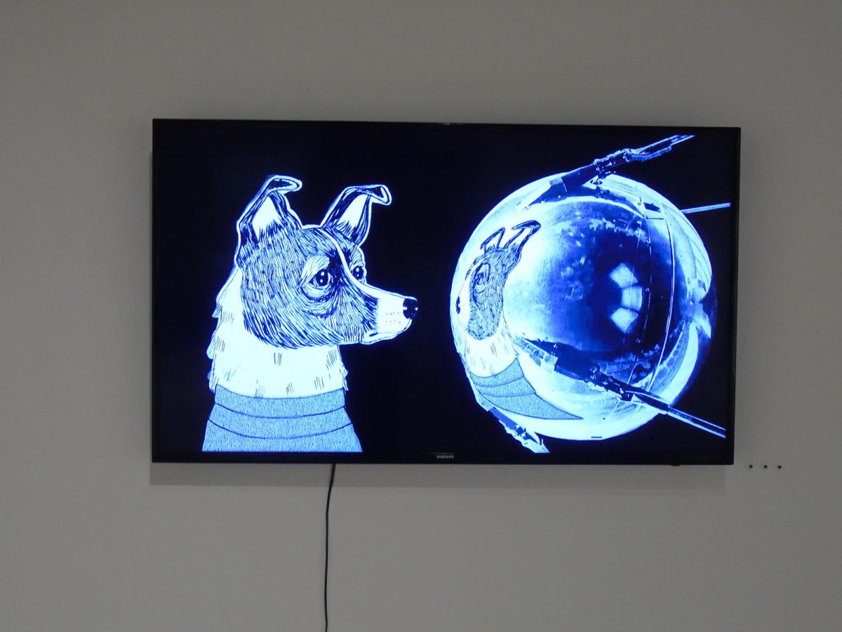 A scene from one of Julia Oldhams animation videos included in the exhibit